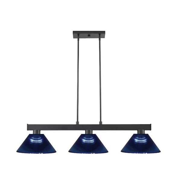 Z-Lite Cobalt 3 Light Billiard Light, Matte Black & Dark Blue 152MB-ARDB - main